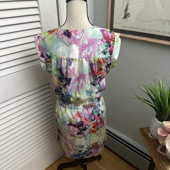 A AMANDA UPRICHARD Dress Womens Medium Colorful Abstract Mini Shift Modern Boho - Picture 4 of 13